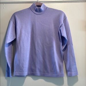 St. John Lavender Turtleneck Option Padded Shoulder Zippered Back Sweater